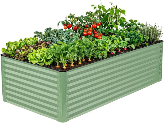 Galvanized Raised Garden Bed â 1 Pack 6x3x2 Ft Patented Leak-Proof Planter Box Outdoor Gardening Metal Raised Garden Beds Kits for Veggies, Herbs & Flowers (Green)