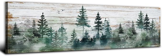 Farmhouse Pine Tree Wall Art Forest Picture Wall Decor Rustic Wood Mountain