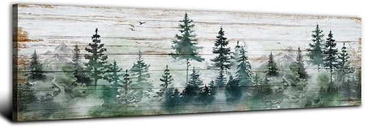 Farmhouse Pine Tree Wall Art Forest Picture Wall Decor Rustic Wood Mountain