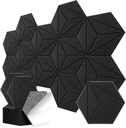 12 Pack Hexagon Acoustic Panels, DIY Sound Proof Foam Panels