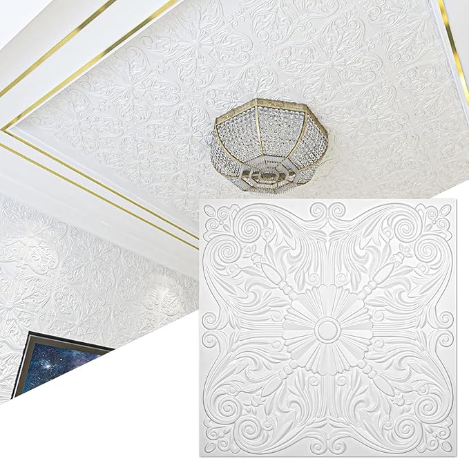 Art3d Drop Ceiling Tiles 24x24in., Wainscoting Panels Glue Up 2ft x 2ft