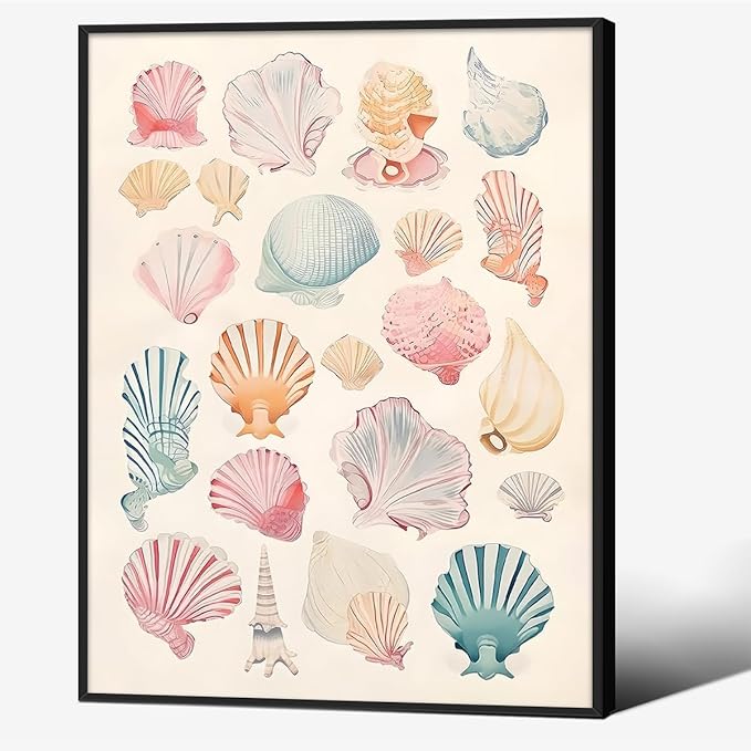 Pink Seashell Posters Coastal Cowgirl Canvas Wall Art Beach House Starfish