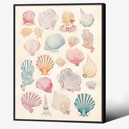 Pink Seashell Posters Coastal Cowgirl Canvas Wall Art Beach House Starfish