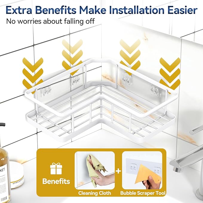 YASONIC Corner Shower Caddy, No Drilling Shower Shelf