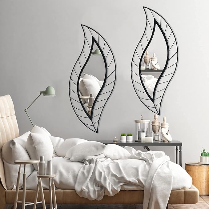ironsmithn Decorative Wall Mirror, Leaf Teardrop Mirror