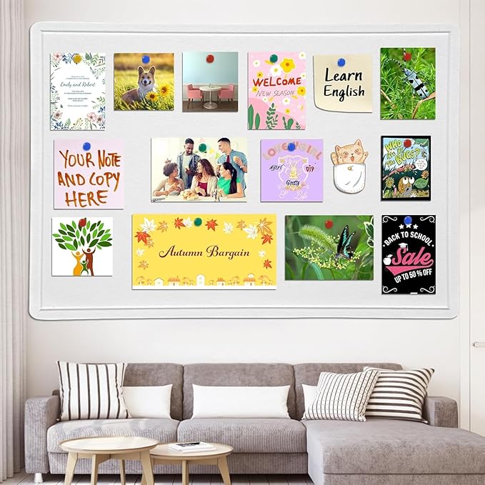Large Bulletin Board, 48 X 36 inches Felt Board Notice Pin Board, Self-Adhesive