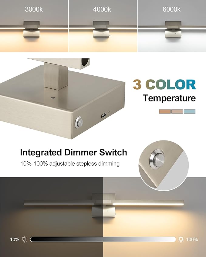 Rayogale 32 Inch Rechargeable Battery Operated Wall Sconce Set of Two, Cordless