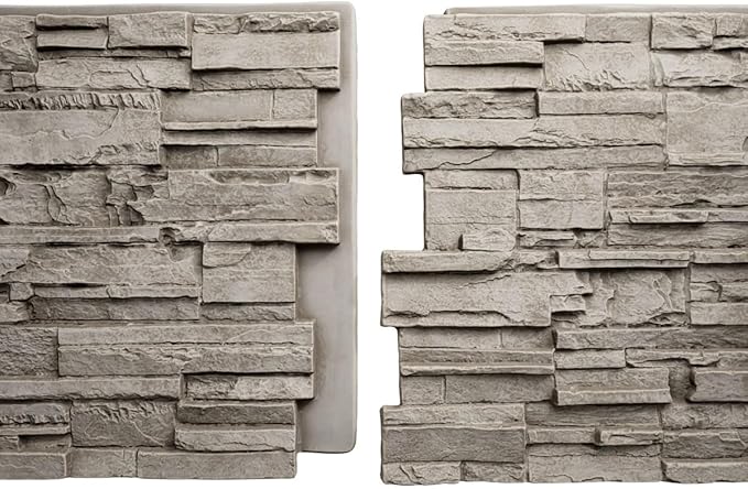 EverStone Cascade Faux Stone Panel, 48 5/8"W x 24 3/4"H x 1 1/4"D, Desert Sand