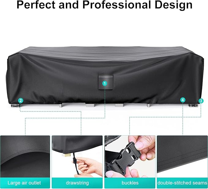 Patio Furniture Covers, Heavy Duty Outdoor Furniture Cover Waterproof, Sectional Sofa Set Covers Table and Chair Set Cover, 98"L×78"W×30"H
