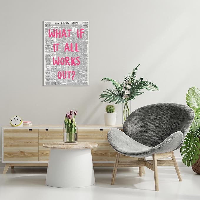 Liyark Retro Trendy Newspaper Canvas Wall Art 'What If All Works Out' Poster