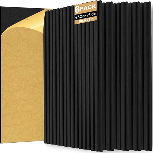 RITOLLO 6 Pack Bilayer Thickened-Sound Proof Wall Panels 47.2"x23.6"x0.72" High