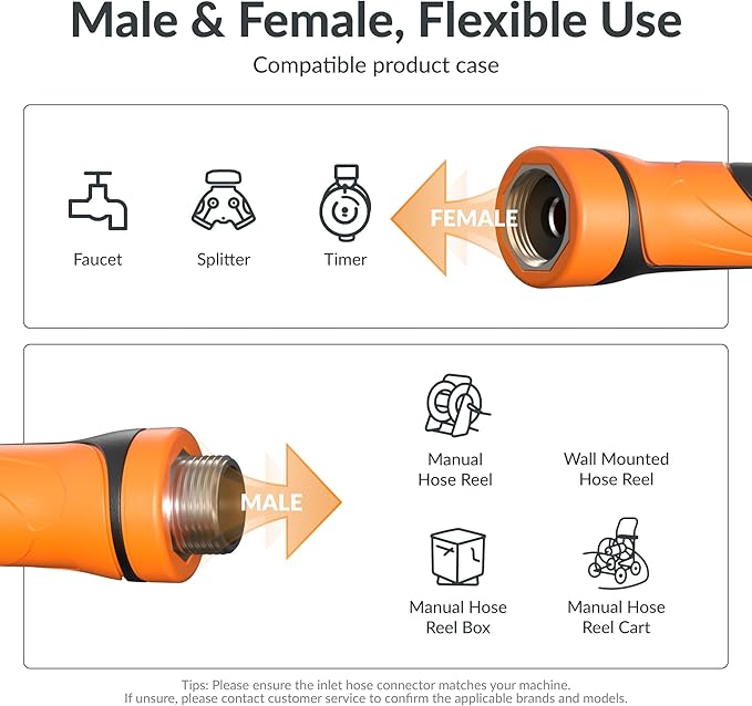 Giraffe Tools Garden Hose 5/8", Water Hose Heavy Duty, Flexible, Lightweight Hybrid Hose with Swivel Handle, 5ft Male to Female Fittings, Burst 600 PSI, Short Leader Hose