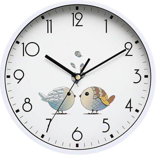 NUOVO 8 Inch Round Wall Clock Silent & Non-Ticking Retro Wall Clock Operated