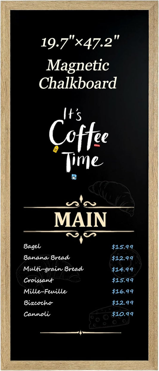 Magnetic Chalkboard for Wall, Long Chalk Board, Wall Hanging Menu for Restaurant