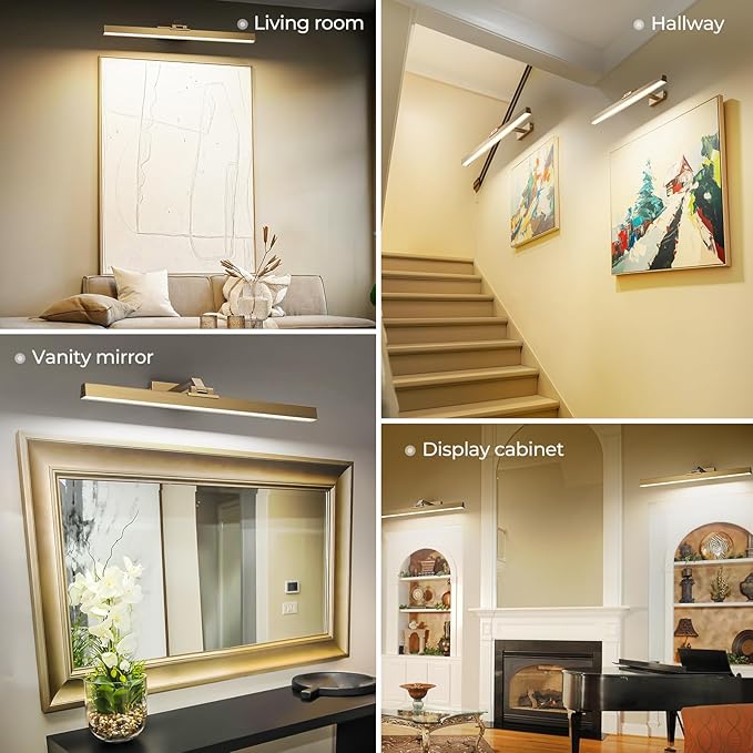 Afyuol Picture Lights for Wall, Brass Battery Operated Picture Light 24in Art