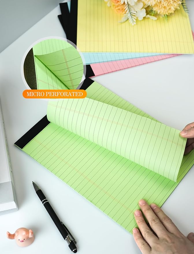 Zaviko Legal Pads 8.5 x 11 Colored Note Pads 8.5 x 11, 3 Pack Notepads 8.5x11, Pink Notepad 8.5x11 Legal Pad, Notebook Paper for Home Office Supplies, Lined Paper Pads 8 1/2 x 11, 30 Sheets/Pad