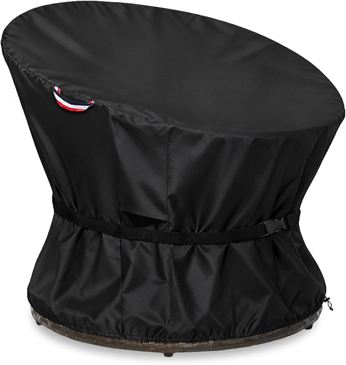 Papasan Chair Cover Waterproof Patio Chair Covers, All-Weather Protection Outdoor Papasan Chair Covers for 52in Saucer Chair, Black