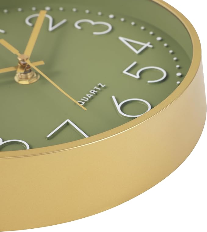 Wall Clock Green, 8 Inch Modern Wall Clocks Battery Operated Silent Non Ticking