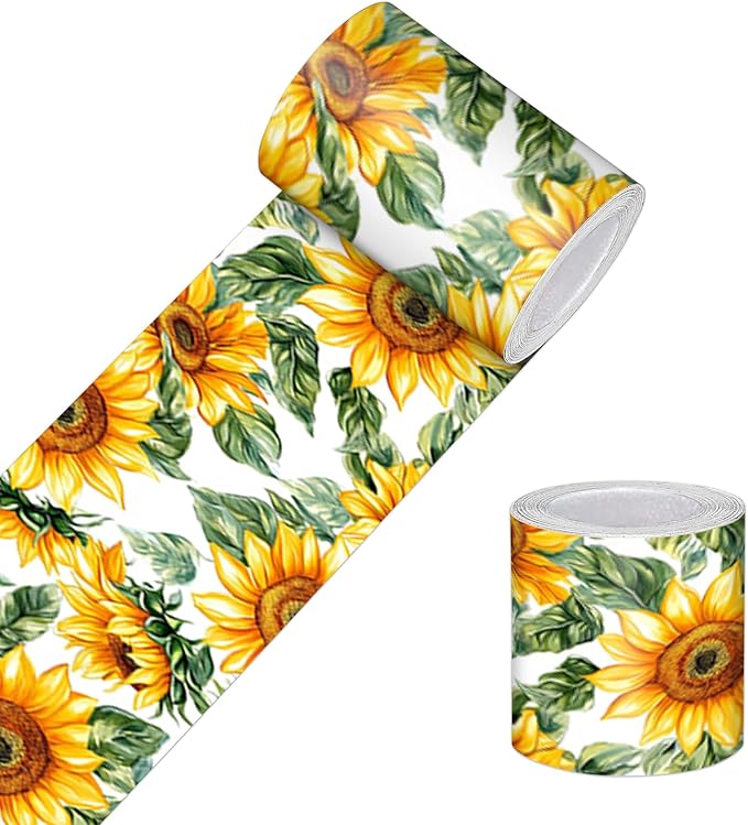 HOMETITUTE Wallpaper Border Peel and Stick Wall Border Sunflower Floral