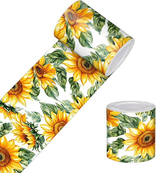 HOMETITUTE Wallpaper Border Peel and Stick Wall Border Sunflower Floral