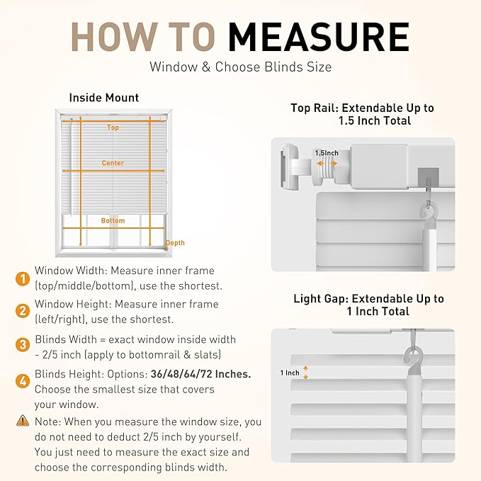 No Drill No Tool 1" Vinyl Mini Blinds, Light Filtering Horizontal Window Blinds