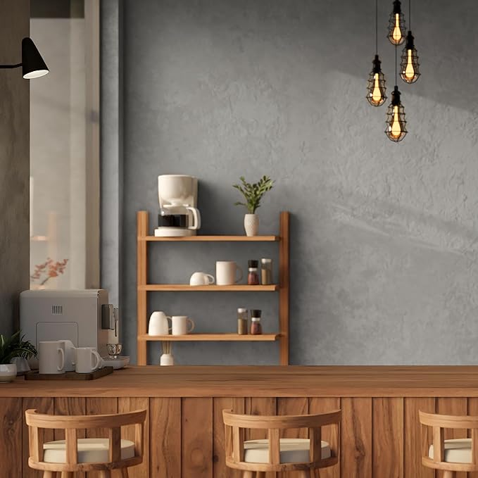 WADILE Light Gray Concrete Wallpaper 15.7 in * 354 in, Cement Contact Paper 3D