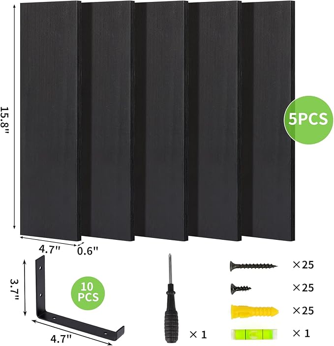 Fixwal Wall Shelves, Width 4.7 Inches Black Floating Shelves