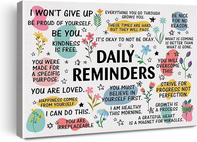 Inspirational Daily Reminders Poster Canvas Wall Art
