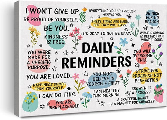 Inspirational Daily Reminders Poster Canvas Wall Art