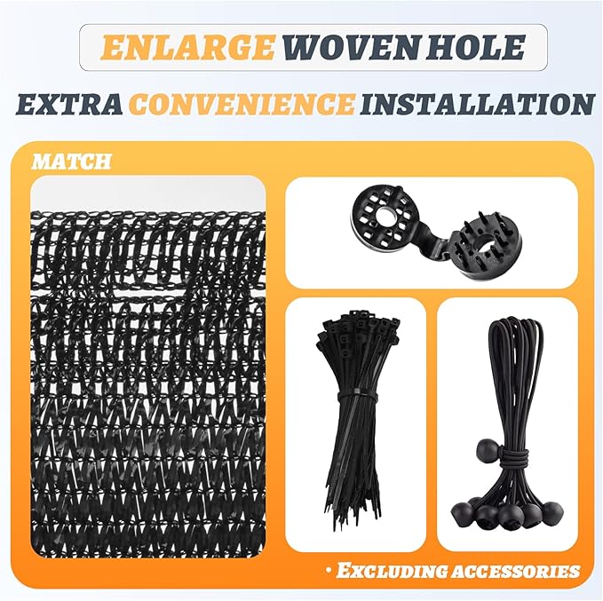 Cool Area 70% 6.5x16.5ft Sunblock Shade Cloth Cover Mesh UV Resistant Net for Garden Flower Plant Greenhouse, Black
