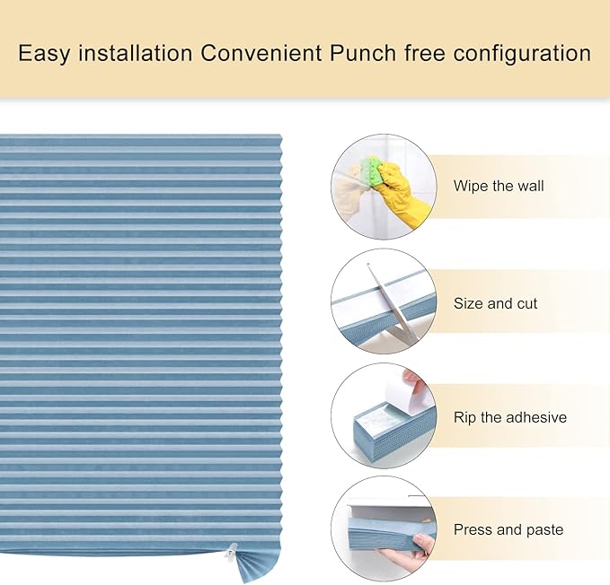 Window Blinds Cordless No Drill Cut to Size Clip On Stick On Self Adhesive
