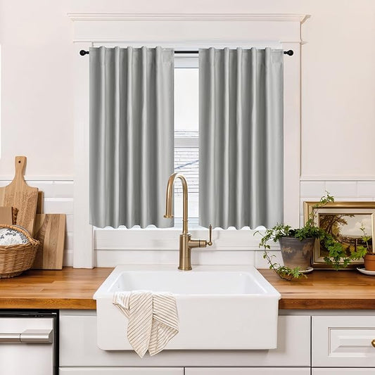 RYB HOME 100% Blackout Short Curtains