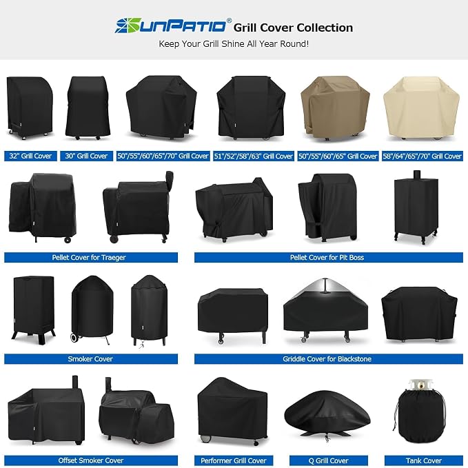 SunPatio 58 Inch Outdoor Grill Cover, Compatible for Weber Genesis II, Genesis 300 and II LX 300 Series Gas Grills, Heavy Duty Waterproof Barbecue Cover, Compared to Weber 7130, 58"W x 25"D x 44.5"H