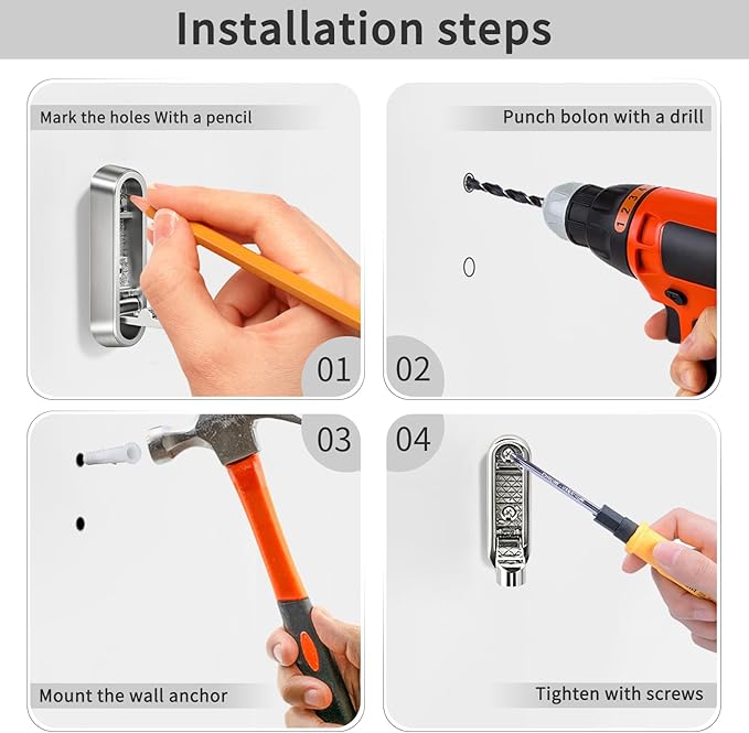 4PCS Foldable Wall Hooks, Flip Down Design