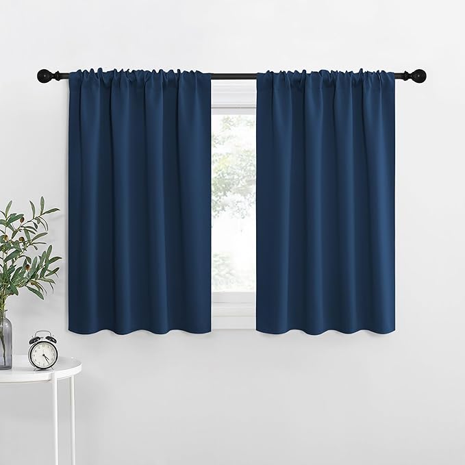 NICETOWN RV Blackout Curtains for Camper Windows, Moroccan Blue, Short Blackout