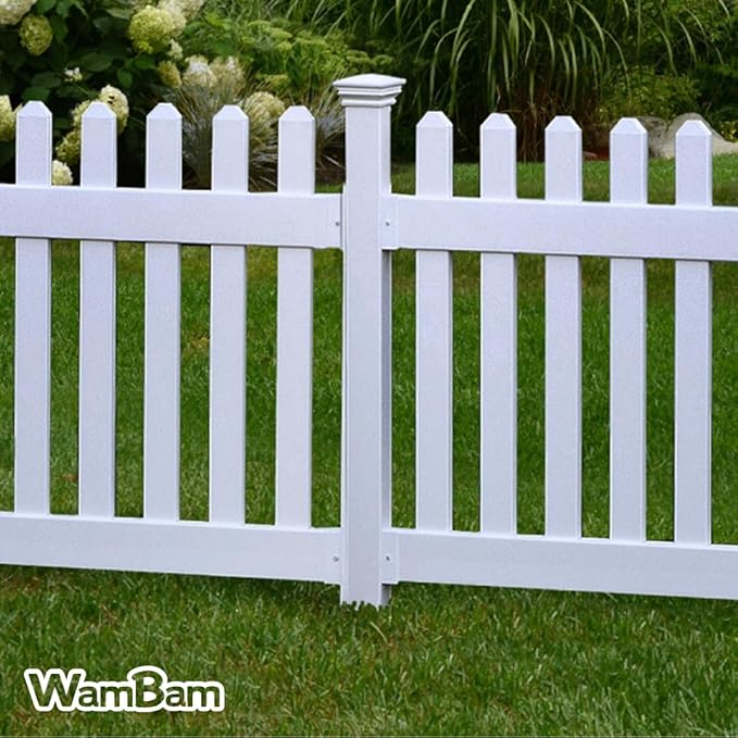 3ft Tall (1 Post) Fence Finishing Post for WamBam Newport No Dig White Picket Fence, Easy Install Outdoor Support for Backyard or Patio, Yard Enclosure Component, No Dig Panels, ZP19003