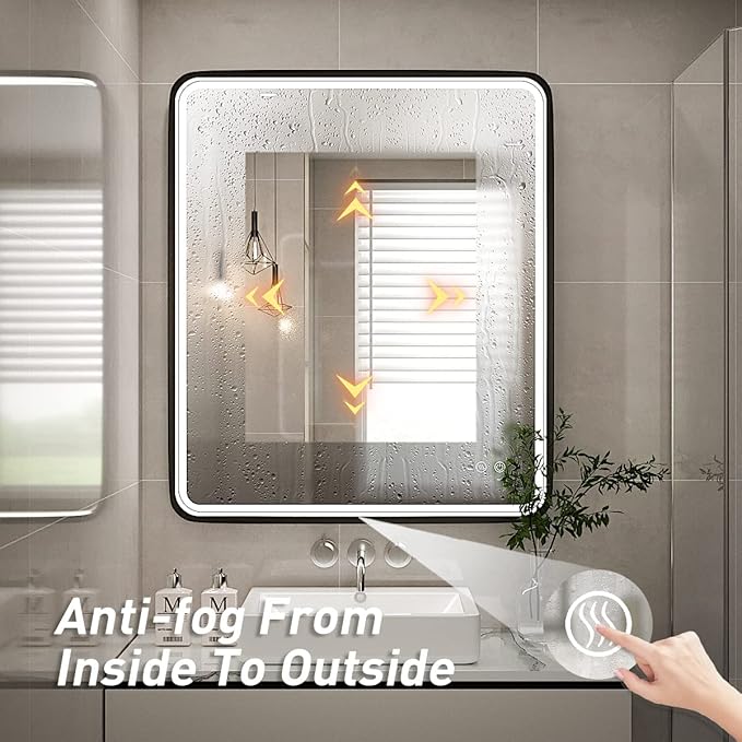 30X36 Inch LED Mirror for Bathroom, Large Wall Mounted Makeup Mirror, Dimmable