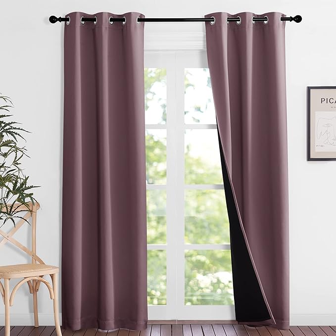 NICETOWN Dry Rose Blackout Curtains 84 inches Long, Full Light Blocking Drapes