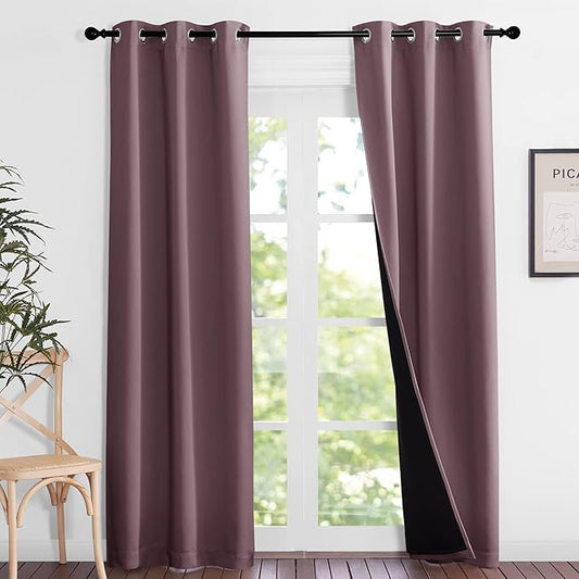 NICETOWN Dry Rose Blackout Curtains 84 inches Long, Full Light Blocking Drapes