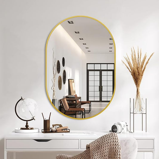 Bathroom Mirror for Wall, Metal Framed Vanity Mirror