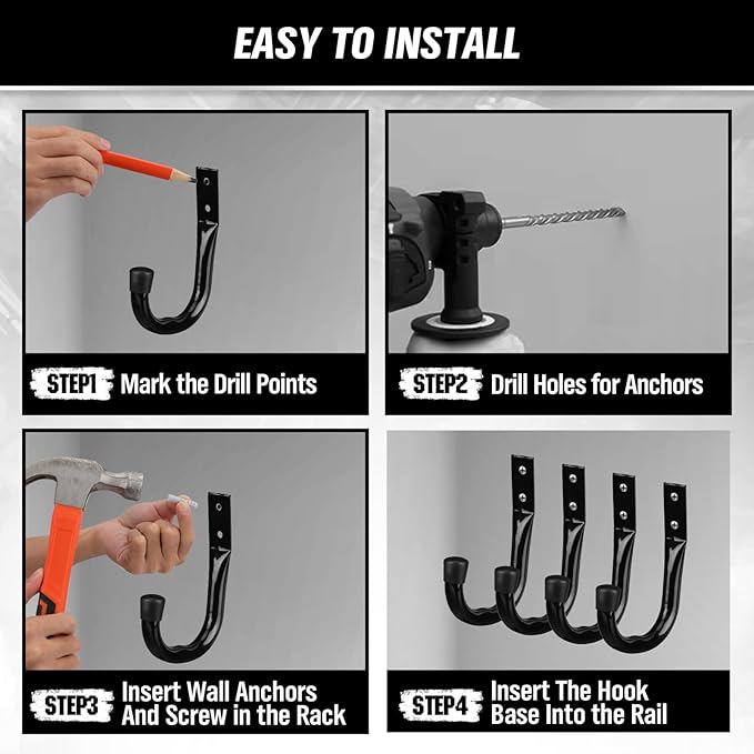 Heavy Duty Garage Storage Hooks, 6-piece Bike Hooks