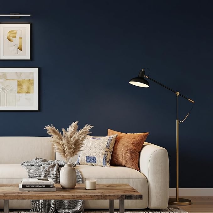 FUKU MON 24"x394" Navy Blue Peel and Stick Wallpaper Matte Blue Contact Paper
