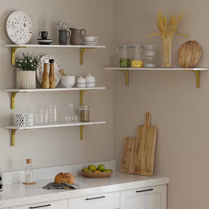 DINZI LVJ Long Wall Shelves, 39.4" Wall Mounted Shelves Set of 4, Large
