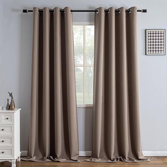 IGEMAEVE Blackout Curtains 108 Inch Length 2 Panels Set, Grommet Energy Saving