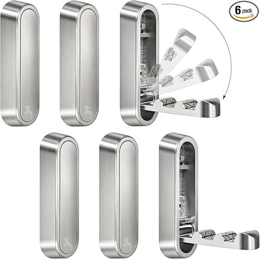 6PCS Foldable Wall Hooks, Zinc Alloy Flip Down Hooks, Retractable Wall Hooks