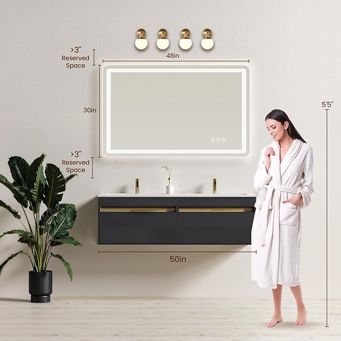 48" x 30" Led Bathroom Mirror