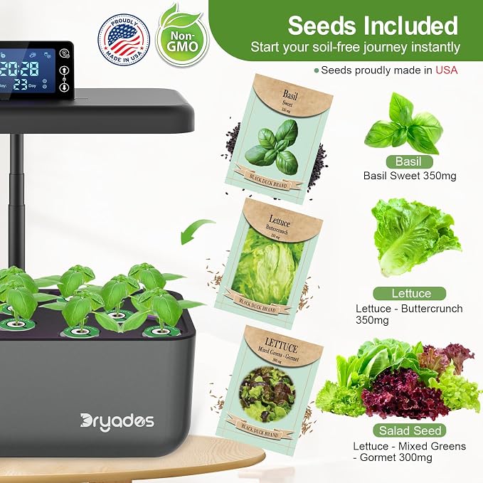 Hydroponics Growing System Kit with Seeds: 12 Pods Indoor Herb Garden Kit with LED Grow Light Plant Germination Kit Aeroponic Healthy Fresh Herbs Vegetables Hydroponic Planter for Home Kitchen Office