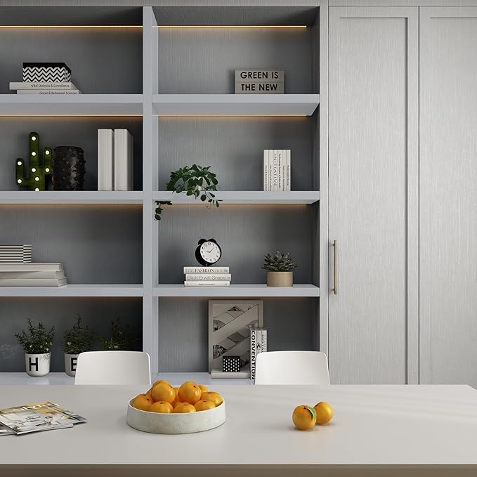 FUKU MON 23.6" X 393" Light Gray Wallpaper Peel and Stick Contact Paper Solid