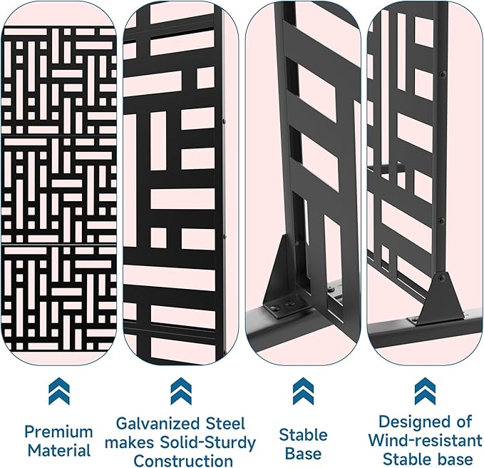 MTART Metal Privacy Screen 72" H x 47.2" Decorative Outdoor Privacy Screen