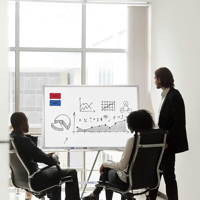 H-Qprobd Mobile Whiteboard 36"x24" Magnetic Dry Erase Board with Stand - Adjustable Height Double Side Rolling White Boards on Wheels for Home, Office & School